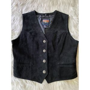 Cripple Creek Women's Suede Leather Vest Black Western Motorcycle Size Large